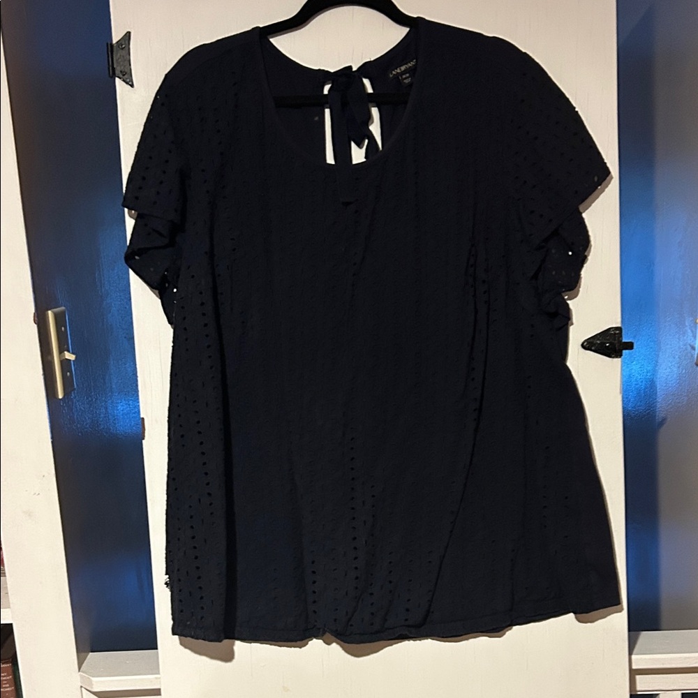 Lane Bryant Navy Eyelet Blouse